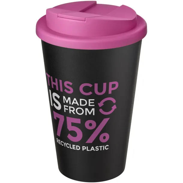 Americano® Eco 350 ml reciklirana šalica s poklopcem Transparent pink Solid black