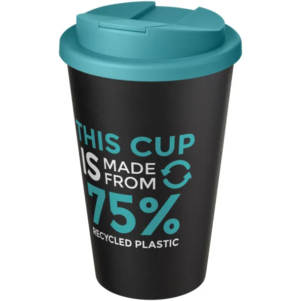 Americano® Eco 350 ml recycled tumbler with spill-proof lid Aqua blue Crna