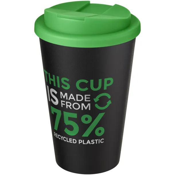 Americano® Eco 350 ml recycled tumbler with spill-proof lid - Unbranded Green Solid black