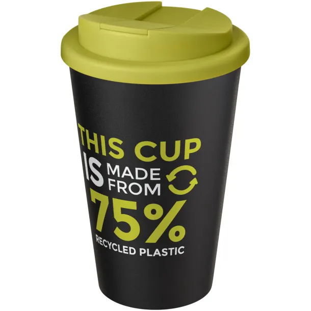 Americano® Eco 350 ml recycled tumbler with spill-proof lid Lime Crna