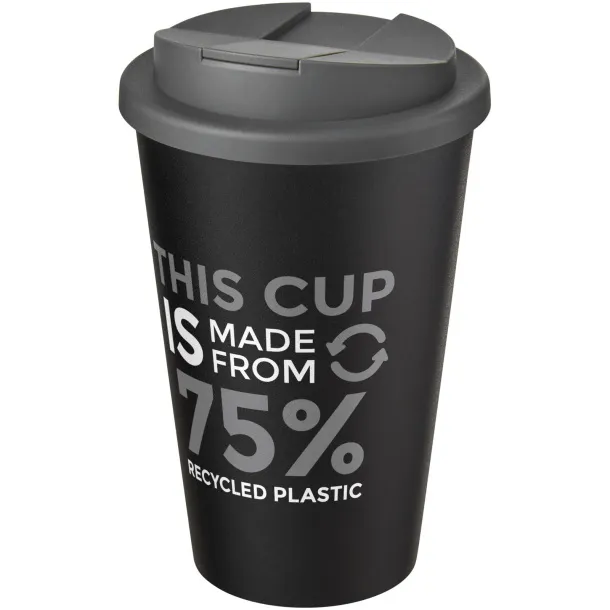 Americano® Eco 350 ml reciklirana šalica s poklopcem - Unbranded Siva Solid black