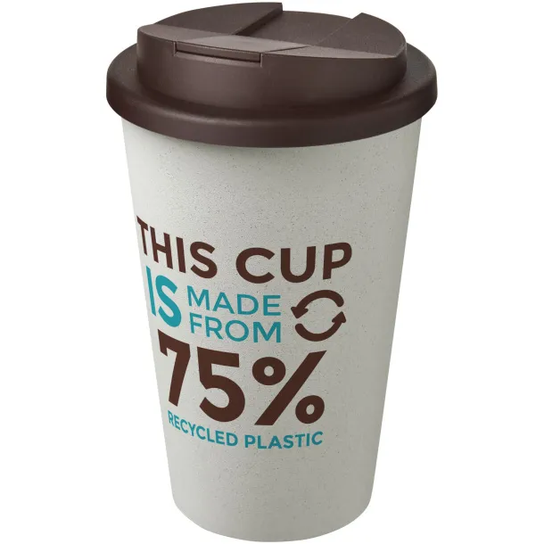 Americano® Eco 350 ml recycled tumbler with spill-proof lid - Unbranded Brown White