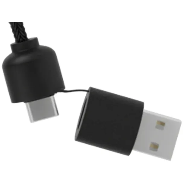 SCX.design C38 3-in-1 rPET light-up logo charging cable with squared wooden casing - SCX.design Crna Wood