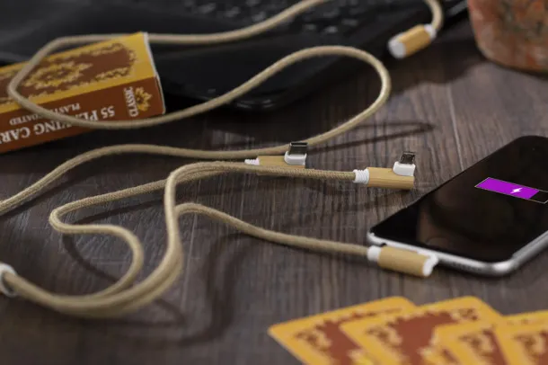 FLAX 3u1 USB kabel naturalny