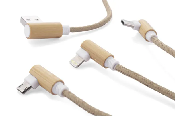 FLAX 3 in 1 USB cable naturalny