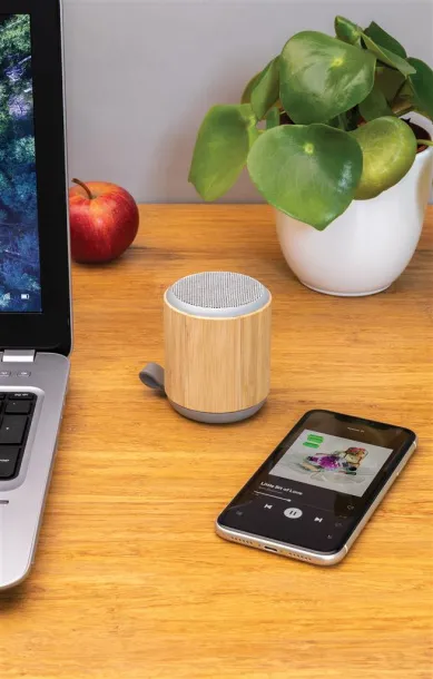  Bamboo and fabric 3W wireless speaker - XD Collection Brown 