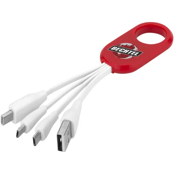 Troup 4-in-1 charging cable with type-C tip Red