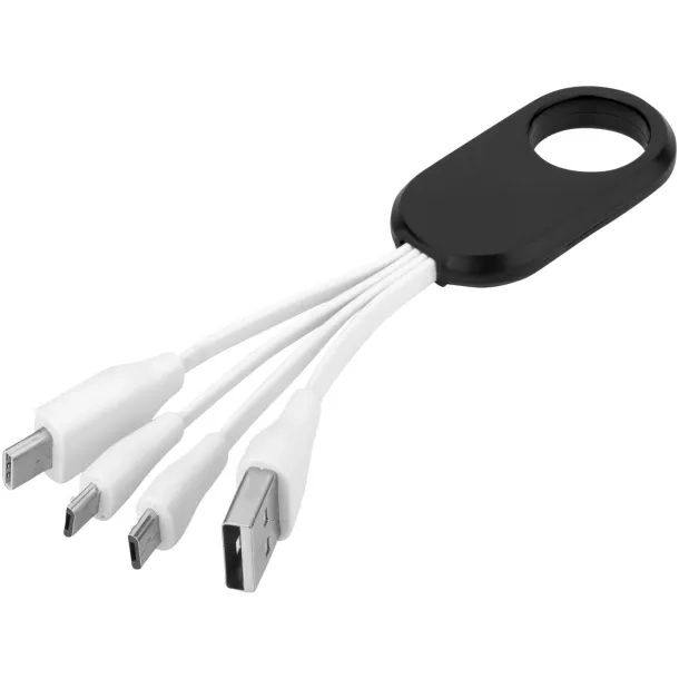 Troup 4-in-1 charging cable with type-C tip Solid black