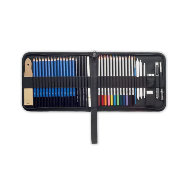 GENUINE 40 piece art set in case Black