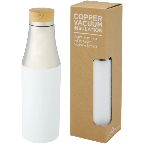 Hulan 540 ml copper vacuum insulated stainless steel bottle with bamboo lid - Unbranded White