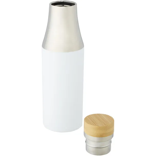 Hulan 540 ml copper vacuum insulated stainless steel bottle with bamboo lid - Unbranded White