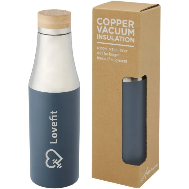 Hulan 540 ml copper vacuum insulated stainless steel bottle with bamboo lid Ice blue