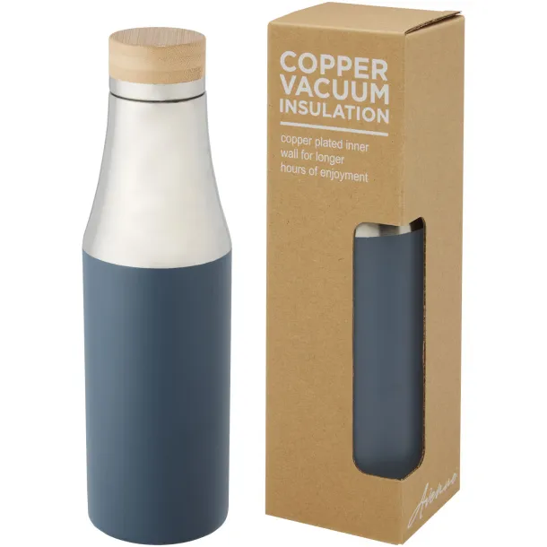 Hulan 540 ml copper vacuum insulated stainless steel bottle with bamboo lid Ice blue