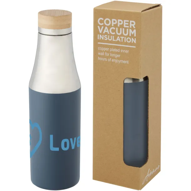 Hulan 540 ml copper vacuum insulated stainless steel bottle with bamboo lid Ice blue