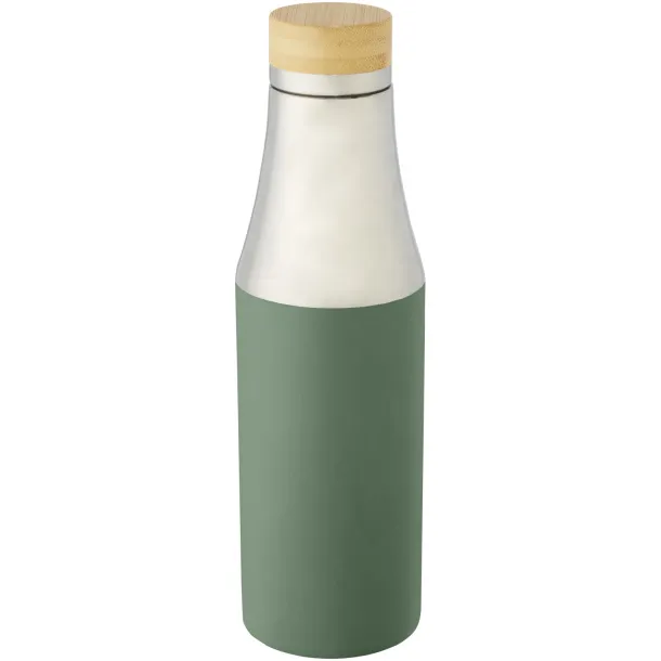 Hulan 540 ml copper vacuum insulated stainless steel bottle with bamboo lid Heather green