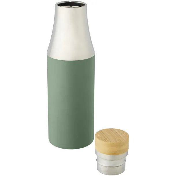 Hulan 540 ml copper vacuum insulated stainless steel bottle with bamboo lid Heather green