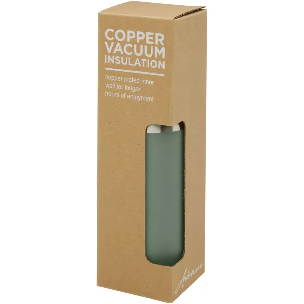 Hulan 540 ml copper vacuum insulated stainless steel bottle with bamboo lid Heather green