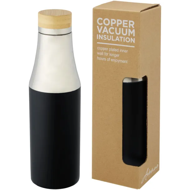 Hulan 540 ml copper vacuum insulated stainless steel bottle with bamboo lid Crna