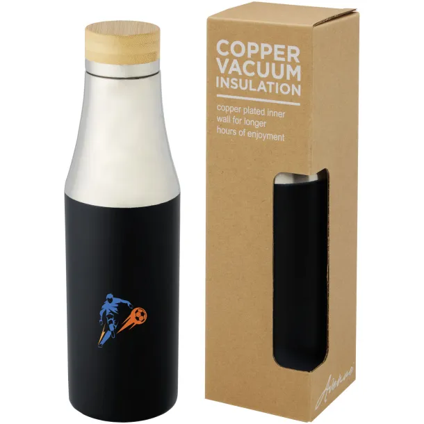 Hulan 540 ml copper vacuum insulated stainless steel bottle with bamboo lid Solid black