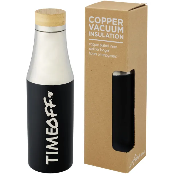 Hulan 540 ml copper vacuum insulated stainless steel bottle with bamboo lid Solid black