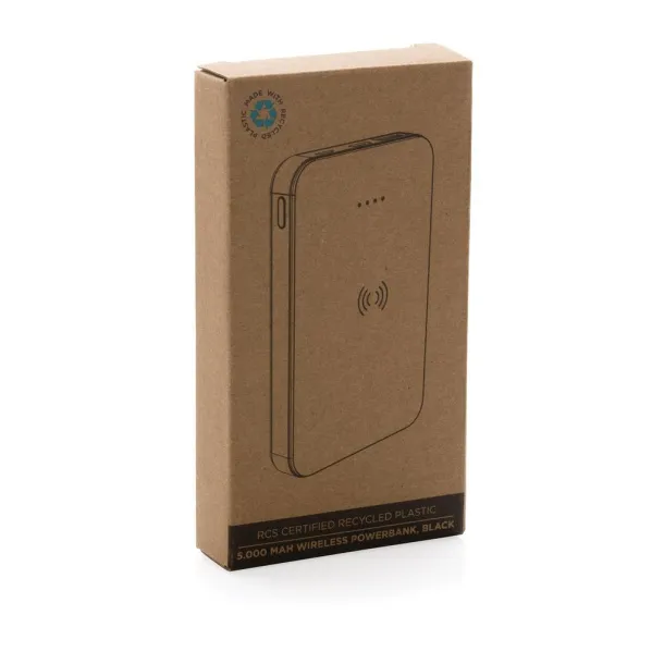  Bežična prijenosna baterija od RCS reciklirane plastike - 5 W, 5 000 mAh - XD Collection Crna