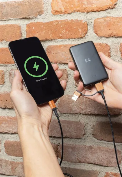  Bežična prijenosna baterija od RCS reciklirane plastike - 5 W, 5 000 mAh - XD Collection Crna