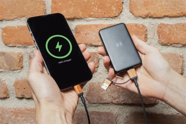  Bežična prijenosna baterija od RCS reciklirane plastike - 5 W, 5 000 mAh - XD Collection Crna