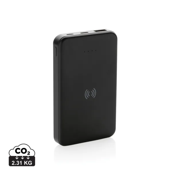  Bežična prijenosna baterija od RCS reciklirane plastike - 5 W, 5 000 mAh - XD Collection Crna