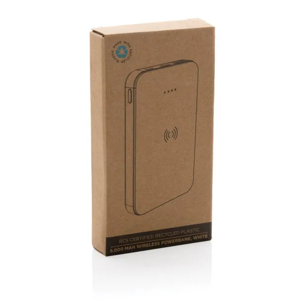  Bežična prijenosna baterija od RCS reciklirane plastike - 5 W, 5 000 mAh - XD Collection Bijela
