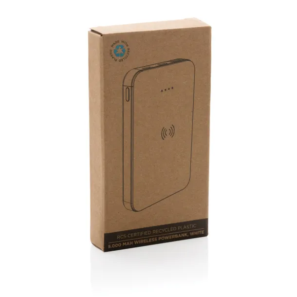  Bežična prijenosna baterija od RCS reciklirane plastike - 5 W, 5 000 mAh - XD Collection Bijela