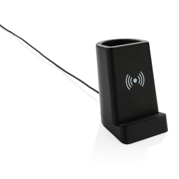  Light up logo 5W wireless charging pen holder - XD Collection Black 