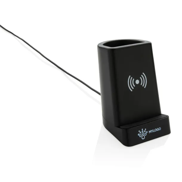  Light up logo 5W wireless charging pen holder - XD Collection Black 