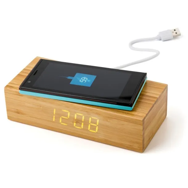  Bamboo wireless charger 5W, clock wood