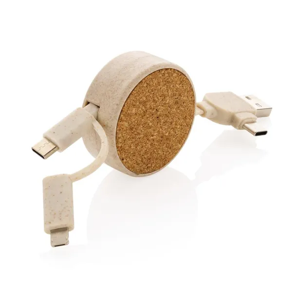  Cork and Wheat 6-in-1 retractable cable - XD Collection Brown 