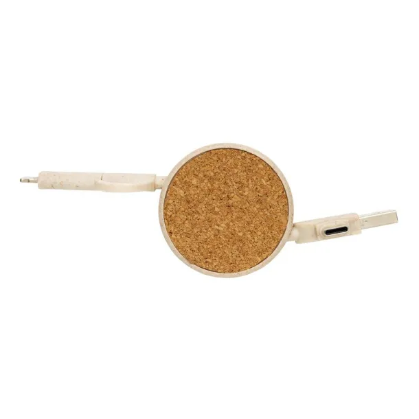  Cork and Wheat 6-in-1 retractable cable - XD Collection Brown 