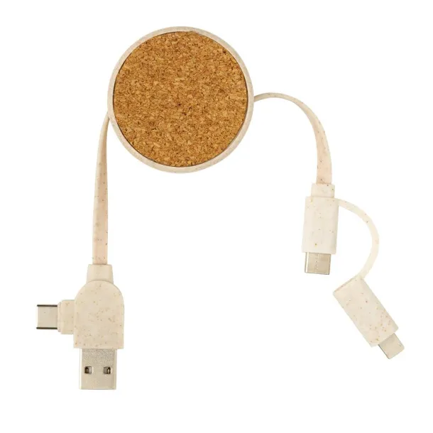  Cork and Wheat 6-in-1 retractable cable - XD Collection Brown 