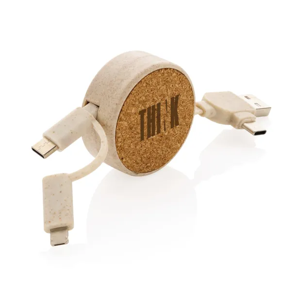  Cork and Wheat 6-in-1 retractable cable - XD Collection Brown 