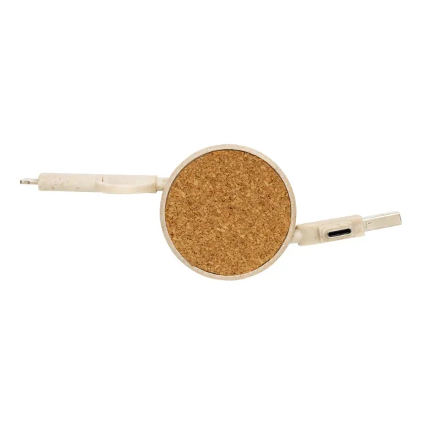  Cork and Wheat 6-in-1 retractable cable - XD Collection Brown 