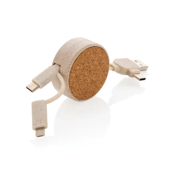  Cork and Wheat 6-in-1 retractable cable - XD Collection Brown 