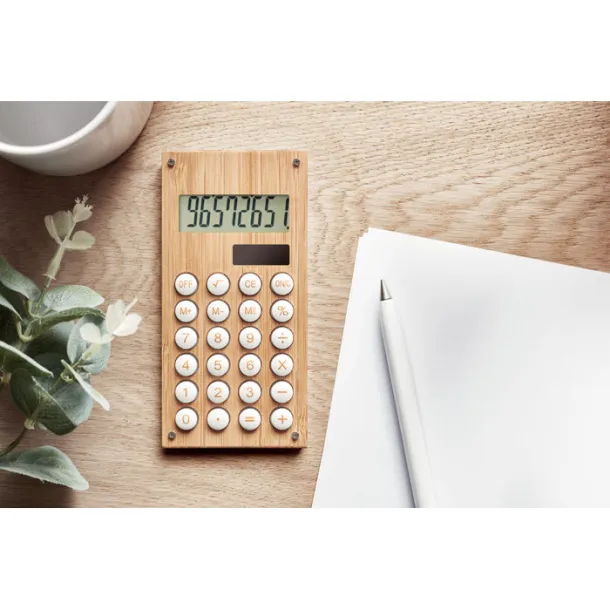 CALCUBAM 8 digit calculator w/ bamboo Wood