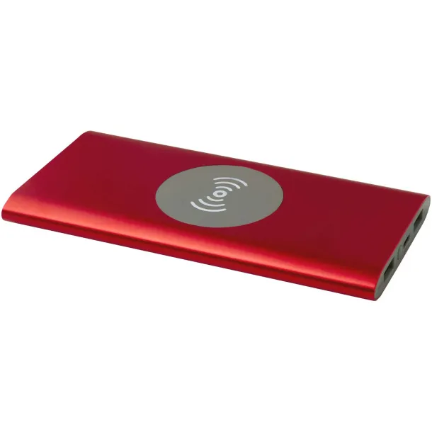 Juice 8000 mAh Type-C recycled aluminium wireless power bank - Unbranded Red