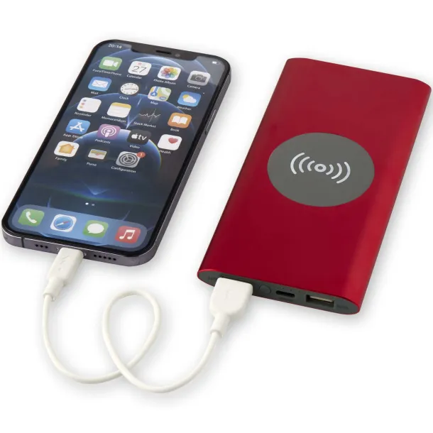 Juice 8000 mAh Type-C recycled aluminium wireless power bank Red