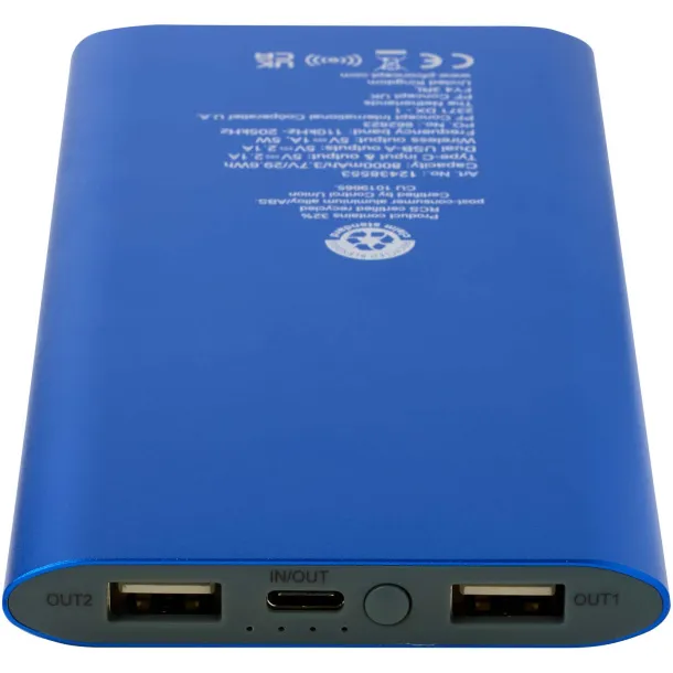 Juice 8000 mAh Type-C recycled aluminium wireless power bank Royal blue