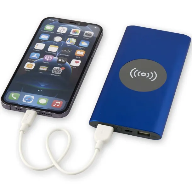 Juice 8000 mAh Type-C recycled aluminium wireless power bank Royal blue