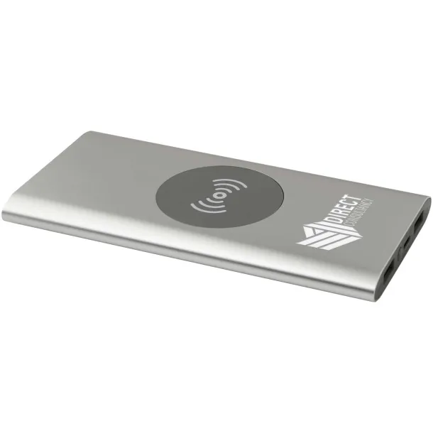 Juice 8000 mAh Type-C recycled aluminium wireless power bank - Unbranded Silver