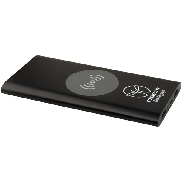 Juice 8000 mAh Type-C recycled aluminium wireless power bank Solid black