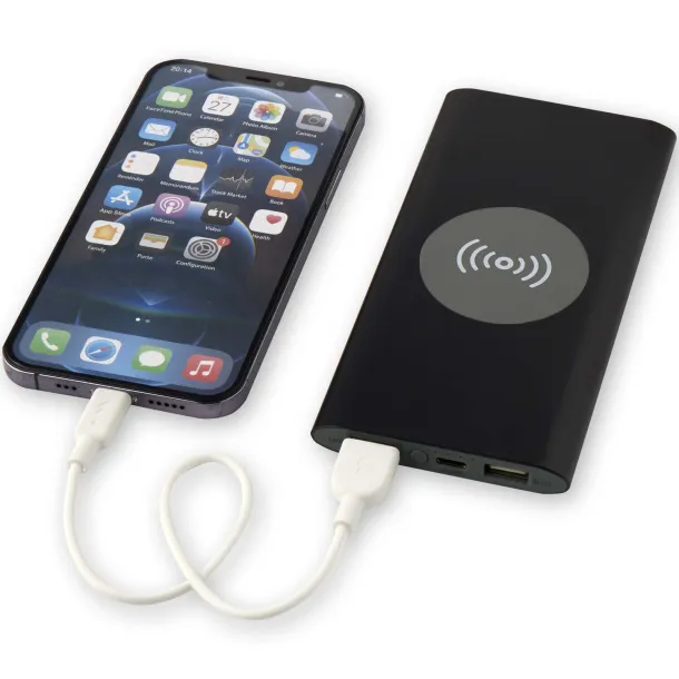 Juice 8000 mAh Type-C recycled aluminium wireless power bank Solid black