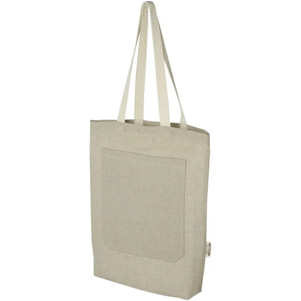 Pheebs 150 g/m² recycled cotton tote bag with front pocket 9L - Unbranded Heather natural