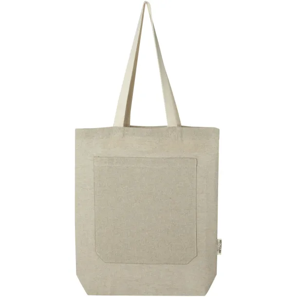 Pheebs 150 g/m² recycled cotton tote bag with front pocket 9L - Unbranded Heather natural