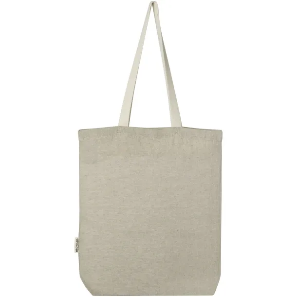 Pheebs 150 g/m² recycled cotton tote bag with front pocket 9L - Unbranded Heather natural